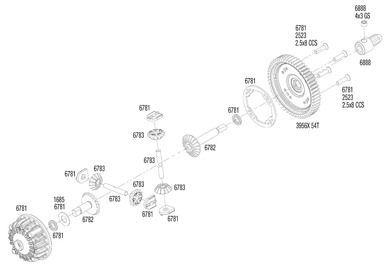 Center Differential Assembly (6780) Exploded View